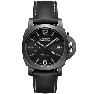 Panerai Luminor GMT Black Dial Ceramic Black Calfskin Leather Strap 40mm PAM01460