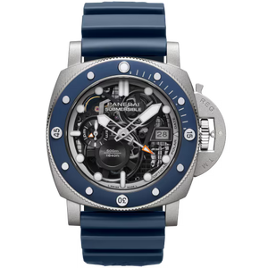 Panerai Submersible GMT Skeleton Dial Titanium Blue Rubber Strap 47mm PAM01495