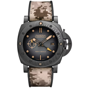 Panerai Submersible Navy SEALs GMT Black Dial Carbotech™ Camouflage Fabric Strap 44 mm PAM01513