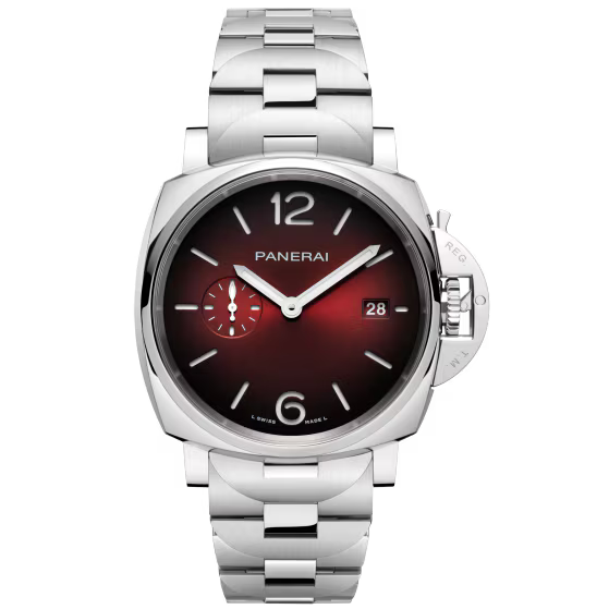 Panerai Luminor Due Burgundy Dial Steel Bracelet 42 mm PAM01539