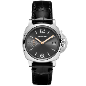 Panerai Luminor Due Anthracite Dial Steel Black Alligator Leather Strap 38 mm PAM01552