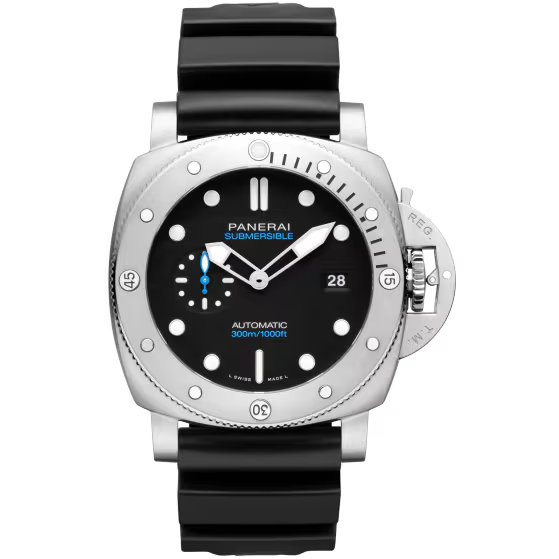 Panerai Submersible Black Dial Steel Black Rubber Strap 44 mm PAM01596