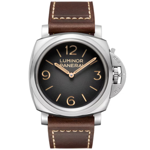 Panerai Luminor Grey Dial Steel Dark Brown Calfskin Leather Strap 47mm PAM01628