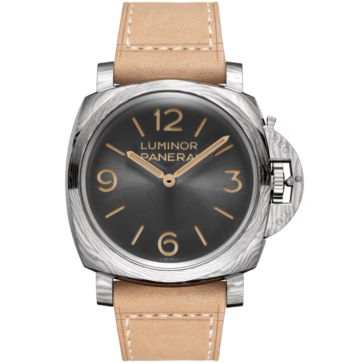 Panerai Luminor Forged Titanium Anthracite Dial Forged Titanium Scamosciato Light Beige Strap 47 mm PAM01629
