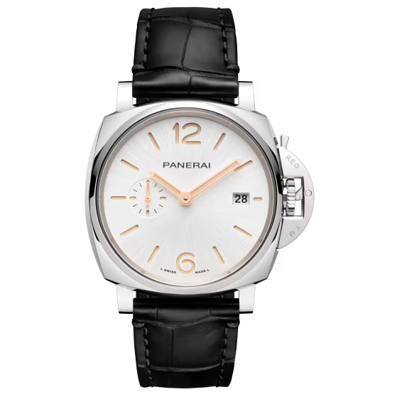 Panerai Luminor Due White Dial Steel Black Alligator Leather Strap 38 mm PAM01672