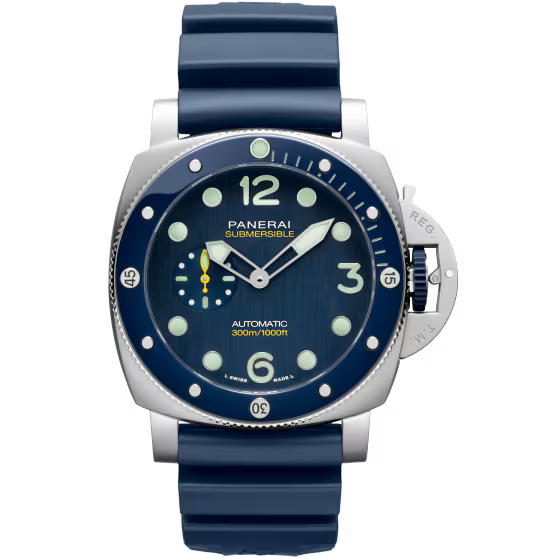 Panerai Submersible Mike Horn Blue Dial Steel Blue Rubber Strap 44 mm PAM01676