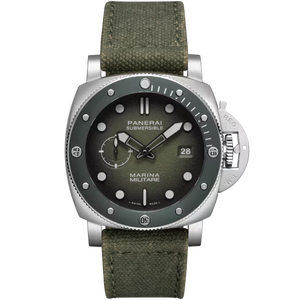 Panerai Submersible Marina Militare Green Dial Steel Green Fabric Strap 44 mm PAM01697