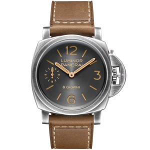 Panerai Luminor 8 Giorni Anthracite Dial Steel Brown Calfskin Strap 44 MM PAM01733