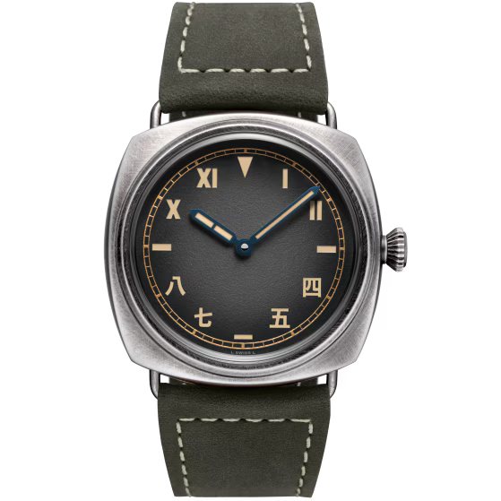 Panerai Radiomir 8 Giorni Black Dial Steel Green Calfskin Leather Strap 45mm PAM02088
