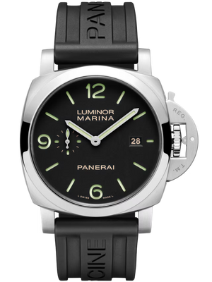 Panerai Luminor Marina Black Dial Steel Black Alligator Leather Strap 44mm PAM03312