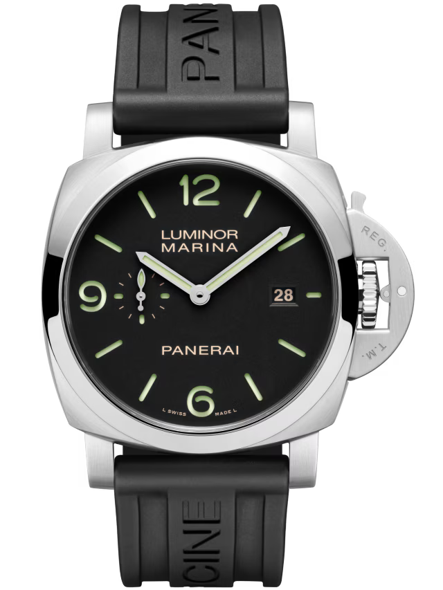 Panerai Luminor Marina Black Dial Steel Black Alligator Leather Strap 44mm PAM03312