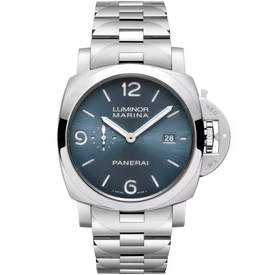 Panerai Luminor Marina Light Blue Dial Steel Bracelet 44mm PAM03323