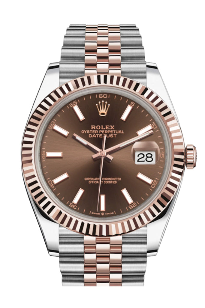 Rolex Datejust 41mm Chocolate Dial Stainless Steel & Everose Gold 126331-0002 - WATCHXNYC