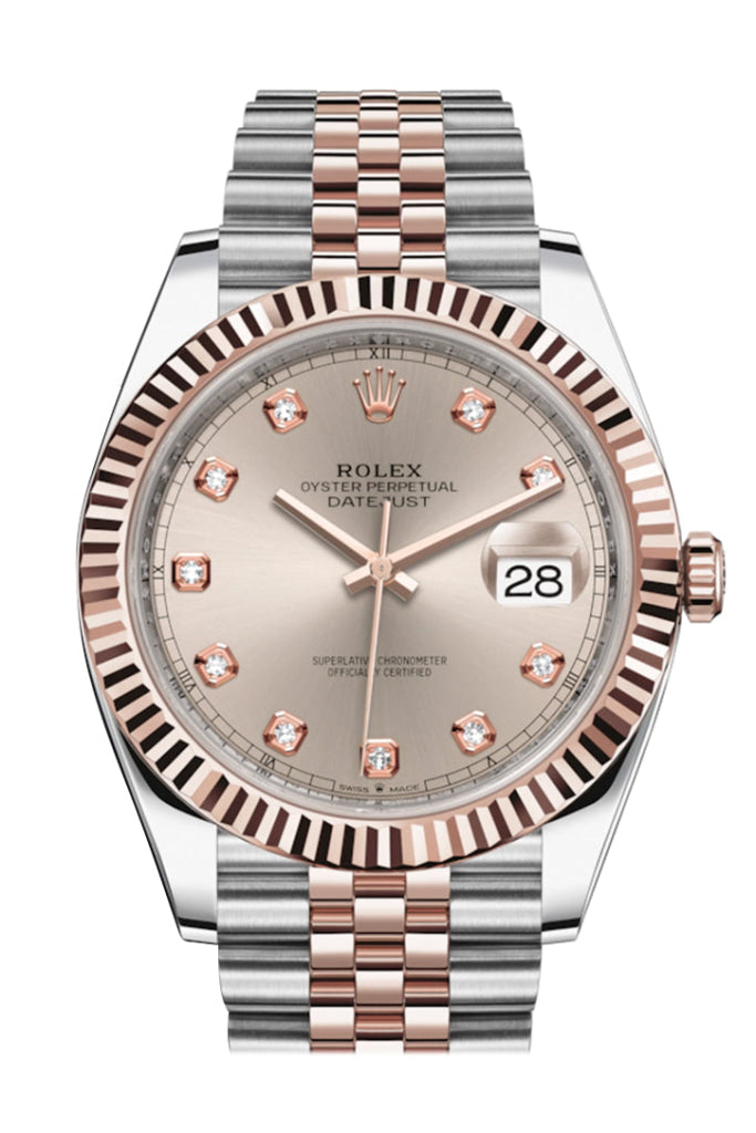 Rolex Datejust 41mm Sundust Diamond Dial Stainless Steel & Everose Gold 126331 - WATCHXNYC
