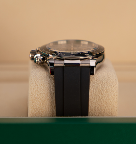 Rolex Cosmograph Daytona 40 mm Steel and Bright Black  Dial 18 kt White Gold Oysterflex Bracelet 126519ln-0006 - WATCHXNYC