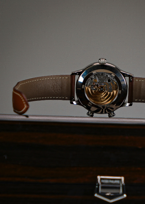Patek Philippe Complications Calatrava Blue Varnished Dial White Gold Case Calf Leather Brown Strap 42mm 5524G-001 - WATCHXNYC