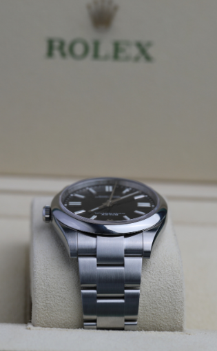 Rolex Oyster Perpetual  41 mm Bright Black Dial Oyster steel  Bracelet 124300-0002 - WATCHXNYC