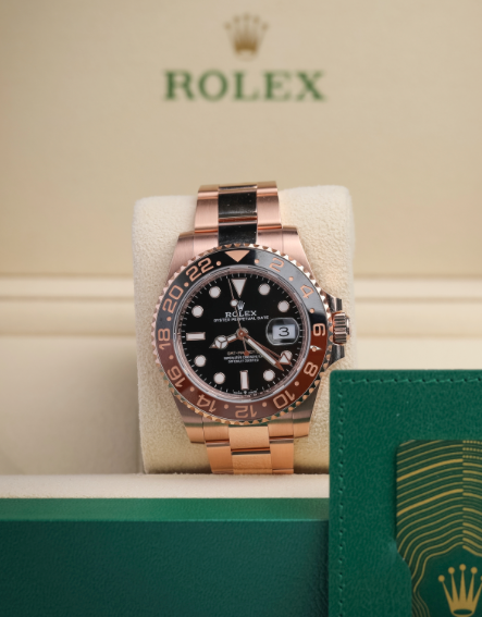 Rolex GMT-Master II 40mm Tiger Iron Dial Everose Gold 126715CHNR - WATCHXNYC