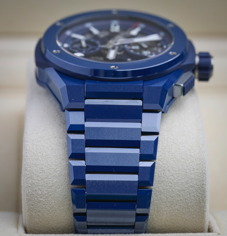 HUBLOT Big Bang Integrated Blue Ceramic 42 mm Transparent Dial Polished Blue Ceramic Bracelet 451.EX.5123.EX - WATCHXNYC
