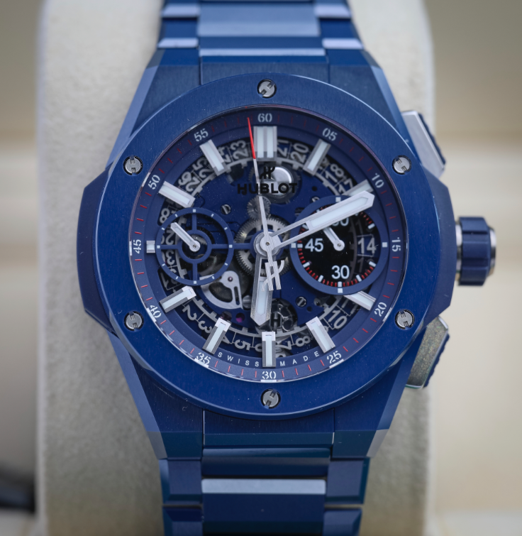 HUBLOT Big Bang Integrated Blue Ceramic 42 mm Transparent Dial Polished Blue Ceramic Bracelet 451.EX.5123.EX - WATCHXNYC