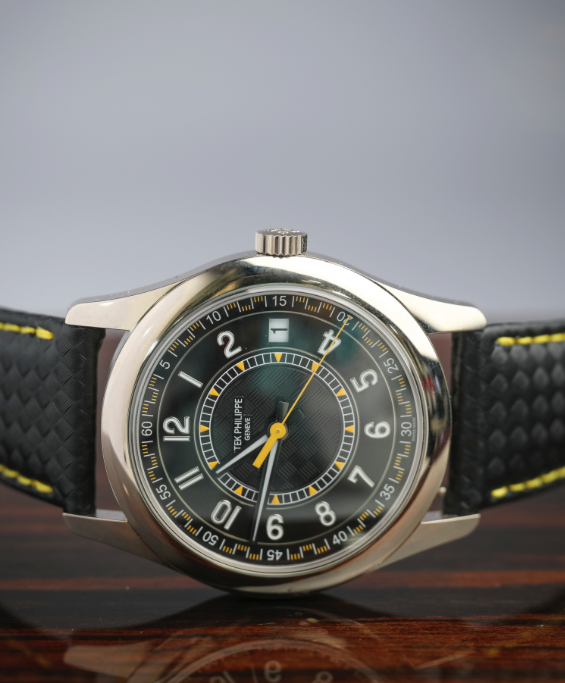 Patek Philippe Calatrava Sweep Seconds Batman Carbon Dial White Gold Case   Black Leather Strap  40 mm 6007G-001 - WATCHXNYC