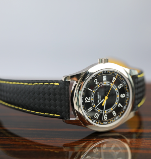 Patek Philippe Calatrava Sweep Seconds Batman Carbon Dial White Gold Case   Black Leather Strap  40 mm 6007G-001 - WATCHXNYC