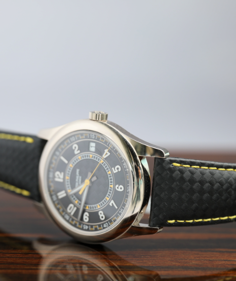 Patek Philippe Calatrava Sweep Seconds Batman Carbon Dial White Gold Case   Black Leather Strap  40 mm 6007G-001 - WATCHXNYC