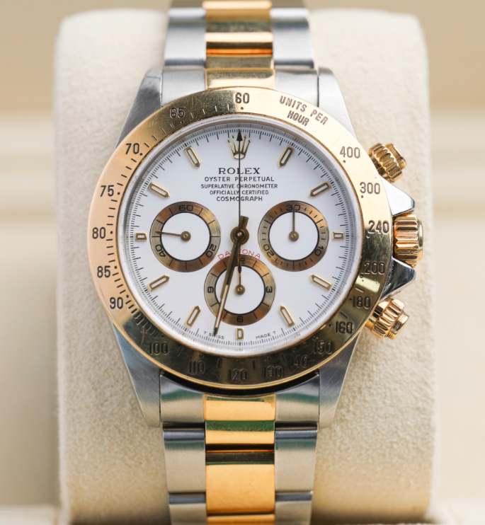 Rolex Oyster 40 mm White, Golden Counter Rings Dial Yellow Rolesor - combination of Oystersteel and yellow gold Oysterflex 126503-0001 - WATCHXNYC