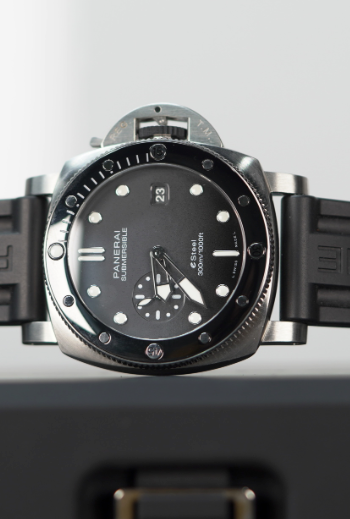Panerai Submersible Quaranta Quattro Esteel 44mm Grey Rubber Box & Papers UNK PAM01288 - WATCHXNYC