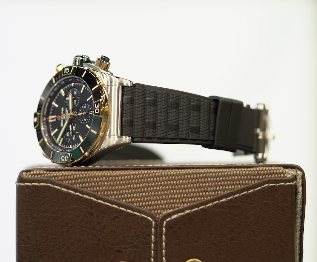 Breitling Super Chronomat B01 44 mm Black Dial Stainless Steel &amp; 18K Red Gold Black Rubber Strap UB0136251B1S1 - WATCHXNYC