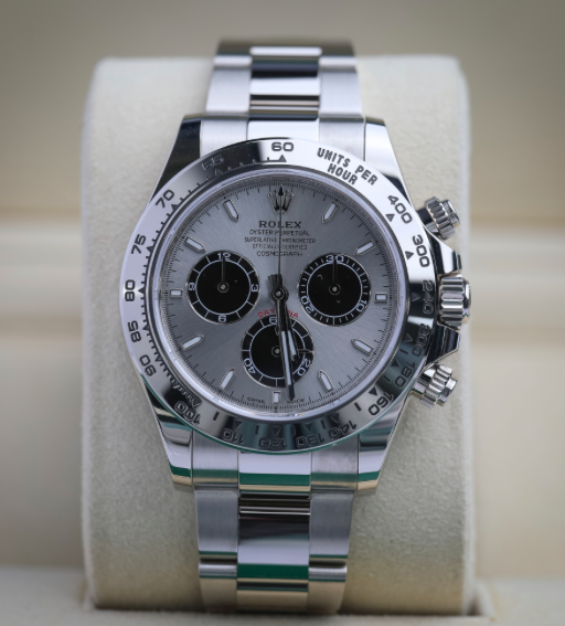 Rolex Cosmograph Daytona 40 mm Steel and bright black Dial 18 kt white gold Oyster bracelet 126509-0003 - WATCHXNYC