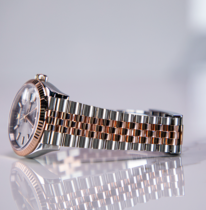 Rolex Datejust 36mm 2 Tone 18k Rose Gold &amp; Stainless Steel Grey ‘Dark Rhodium’ Dial Fluted Bezel Jubilee Bracelet 126231 - WATCHXNYC