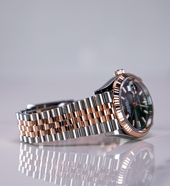 Rolex Datejust 36mm 2 Tone 18k Rose Gold &amp; Stainless Steel Grey ‘Dark Rhodium’ Dial Fluted Bezel Jubilee Bracelet 126231 - WATCHXNYC
