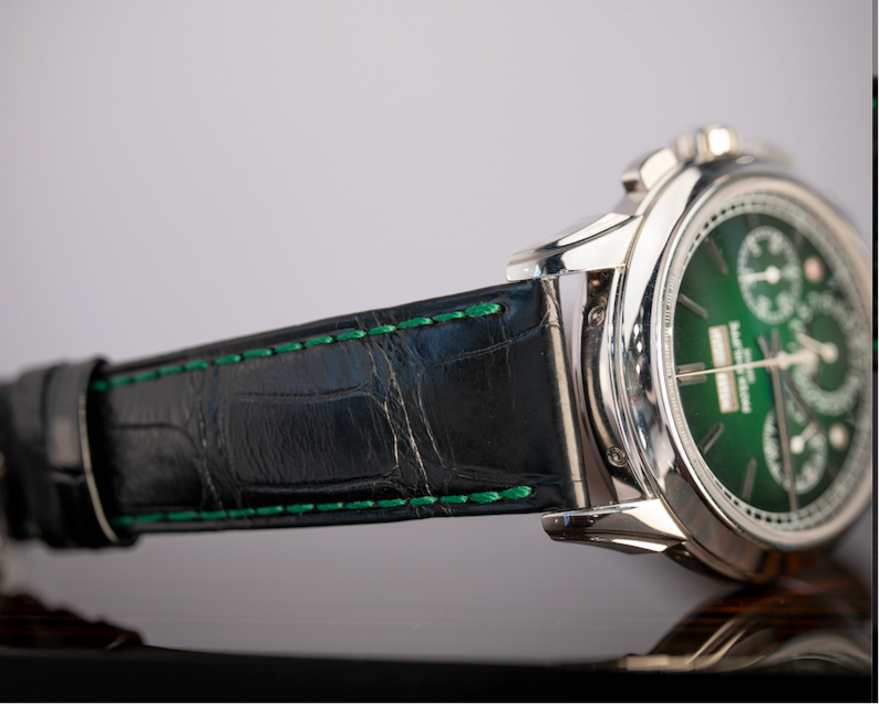 Patek Philippe Grand Complications 41 mm Green Dial Platinum   Leather Strap 5270P-014 - WATCHXNYC