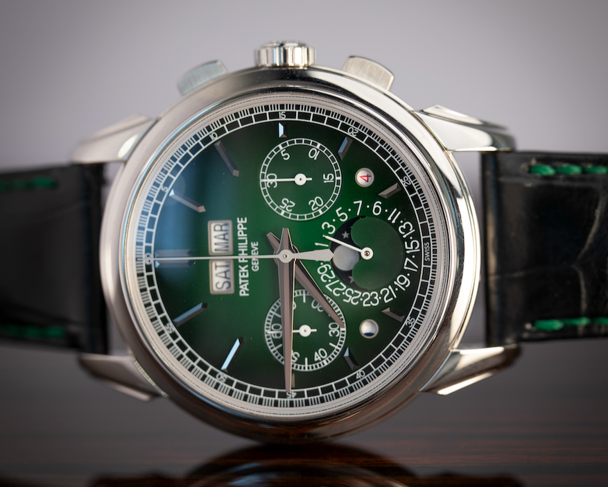 Patek Philippe Grand Complications 41 mm Green Dial Platinum   Leather Strap 5270P-014 - WATCHXNYC