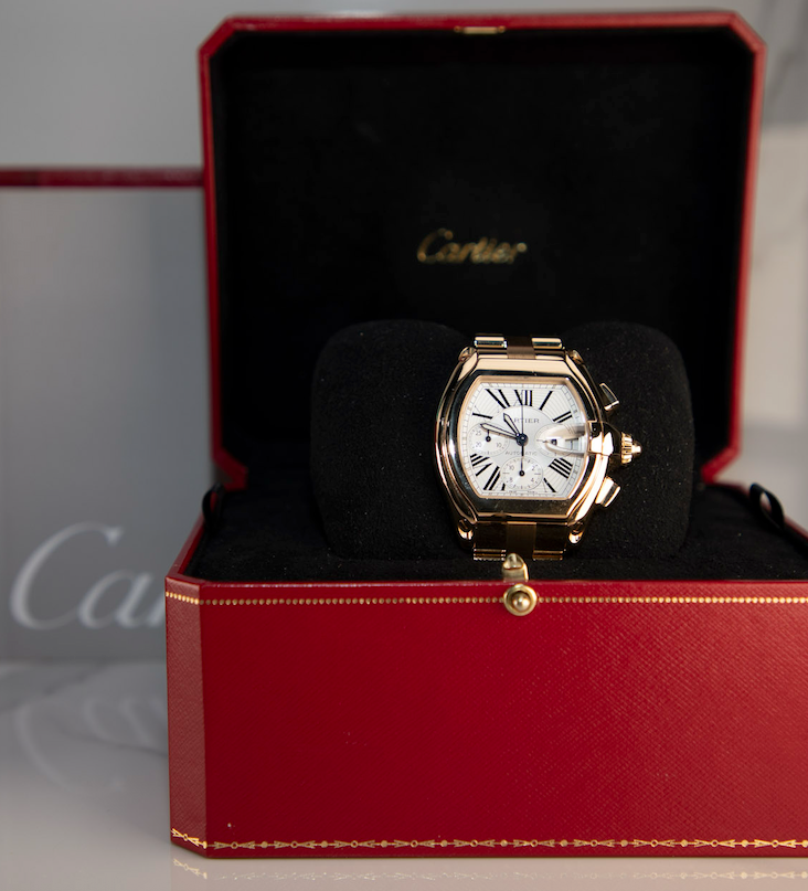 Cartier Roadster Chrono XL 18K Yellow Gold Automatic Factory Roman Dial W62021Y2 - WATCHXNYC