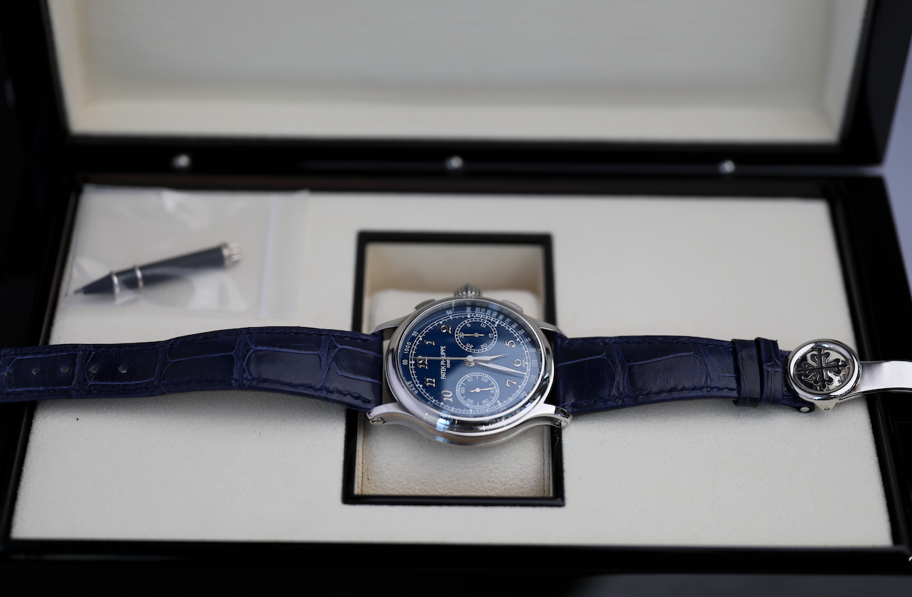 Patek Philippe Grand Complications 41 mm Blue Dial Platinum   Leather Strap 5370P-011 - WATCHXNYC