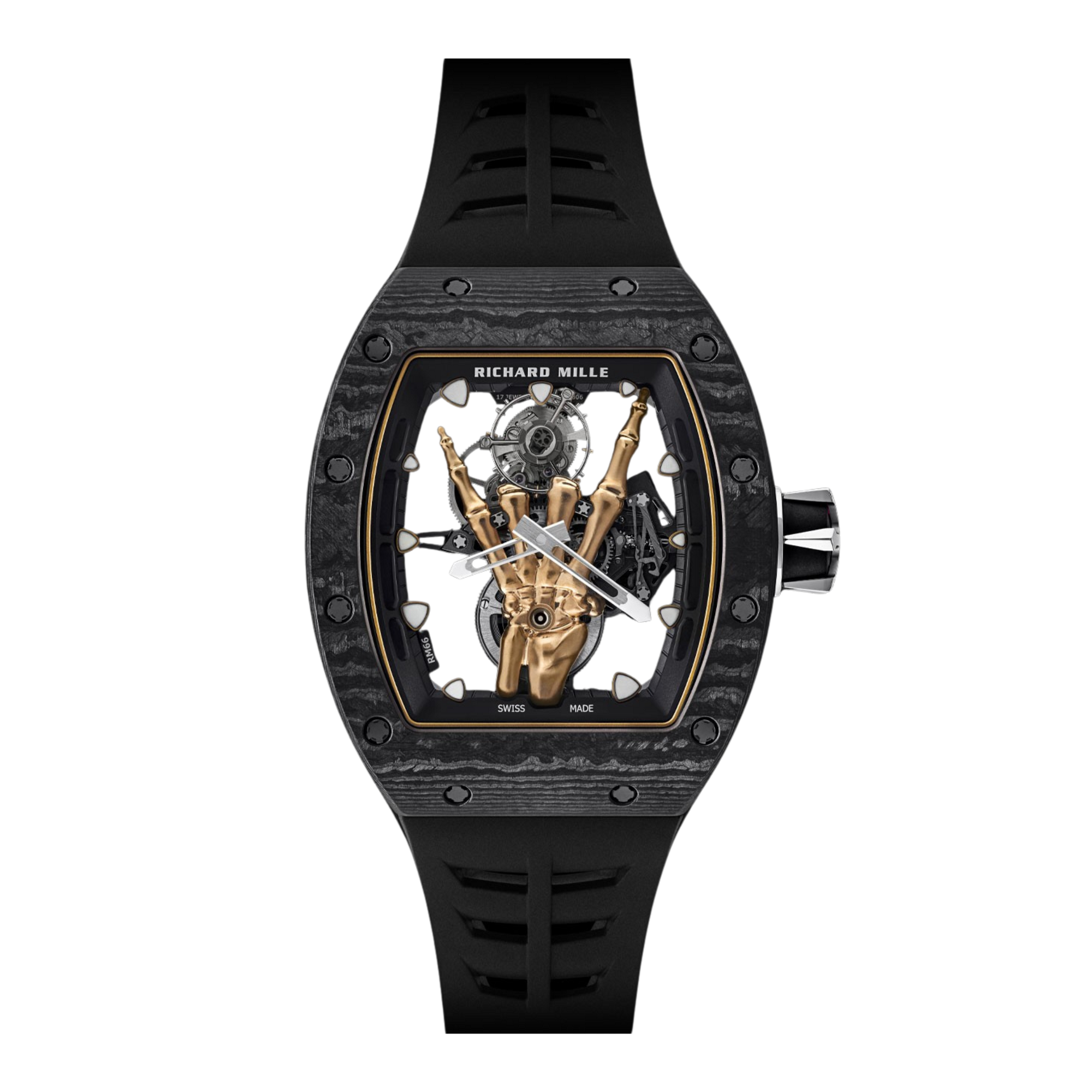 Richard Mille RM66 Manual Winding Flying Tourbillon 42 mm Transparent Dial Titanium & Red Gold Leather Strap - WATCHXNYC