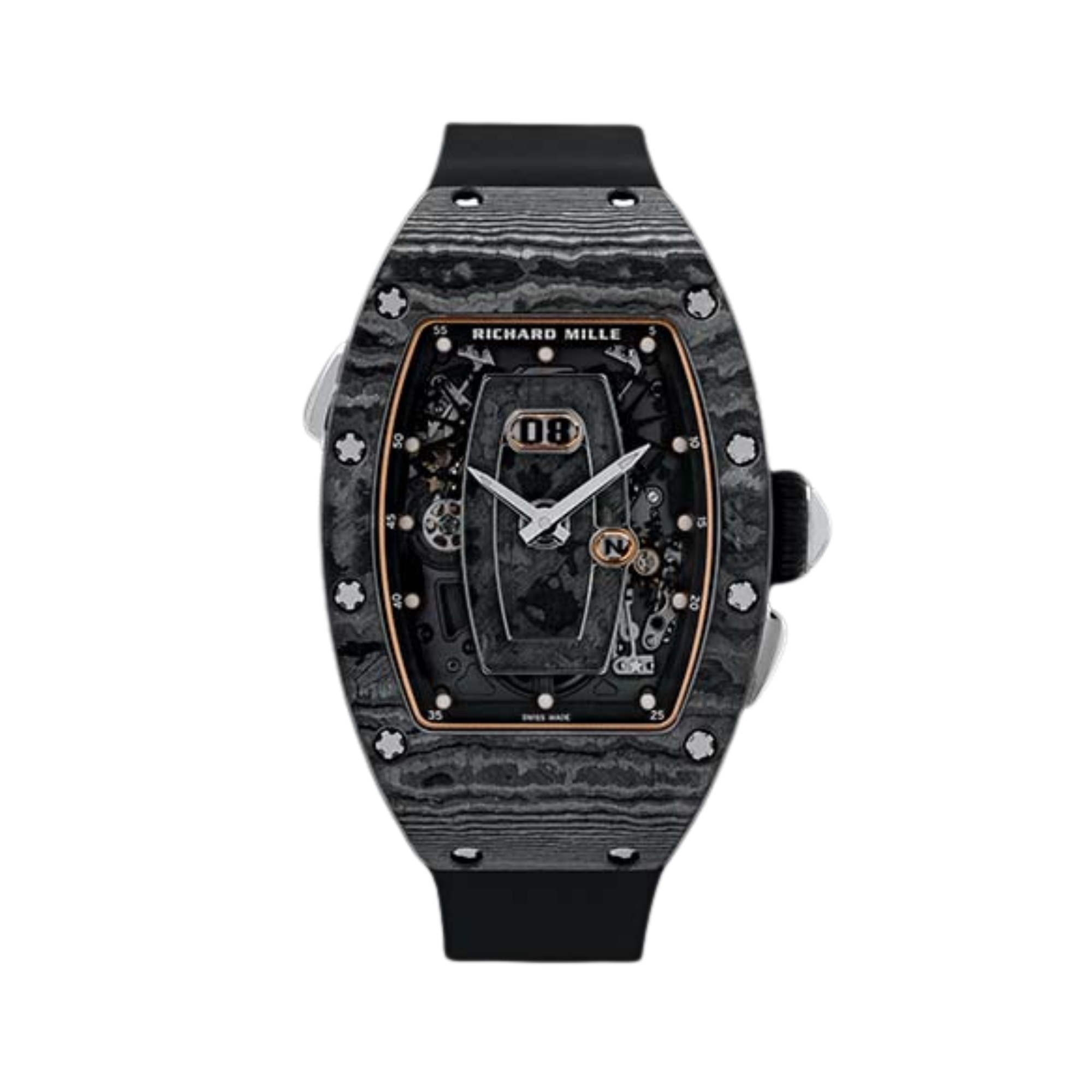 Richard Mille RM037 Automatic Winding 52 mm Black Dial Titanium Rubber Strap - WATCHXNYC