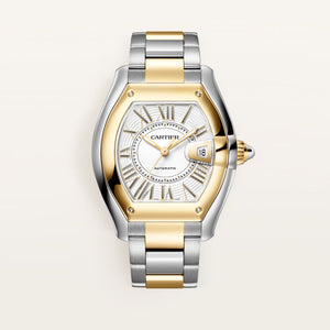Cartier Roadster Large White Dial 18K Yellow Gold Steel Bracelet W2RD0010