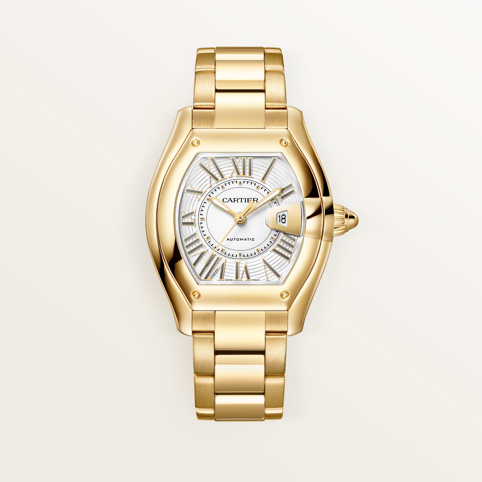 Cartier Roadster Medium White Dial 18K Yellow Gold Bracelet WGRD0011 - WATCHXNYC