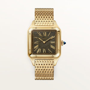 Cartier Santos-Dumont Obsidian Dial 18K Yellow Gold Bracelet 43.5 mm WGSA0123