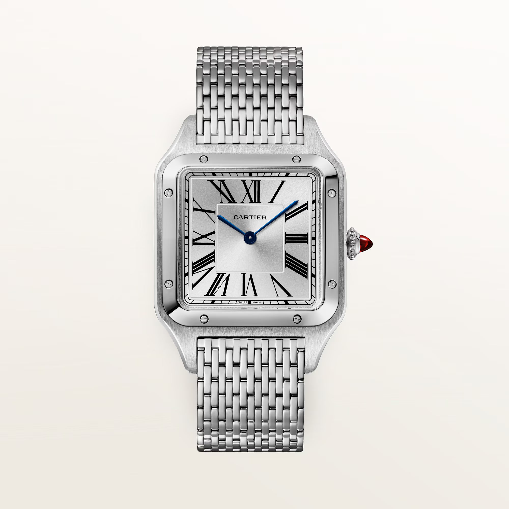 Cartier Santos-Dumont Silver Dial Platinum Bracelet 43.5 mm WGSA0124
