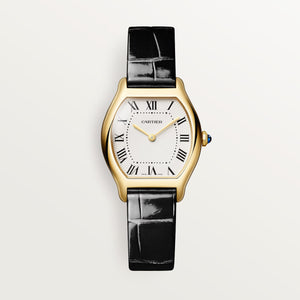 Cartier Tortue Small Champagne Dial 18K Yellow Gold Black Alligator Leather Strap WGTO0015