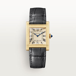 Cartier Tank Normale Golden Dial 18K Yellow Gold Grey Alligator Leather Strap WHTA0031
