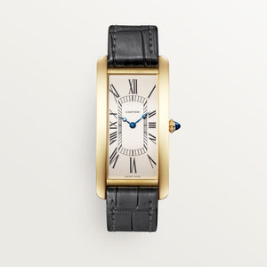 Cartier Tank Cintrée Golden Dial 18K Yellow Gold Grey Alligator Leather Strap WHTA0037