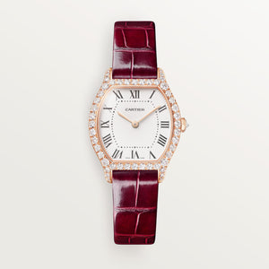 Cartier Tortue Small White Dial 18K Rose Gold Red Alligator Leather Strap WJTO0012