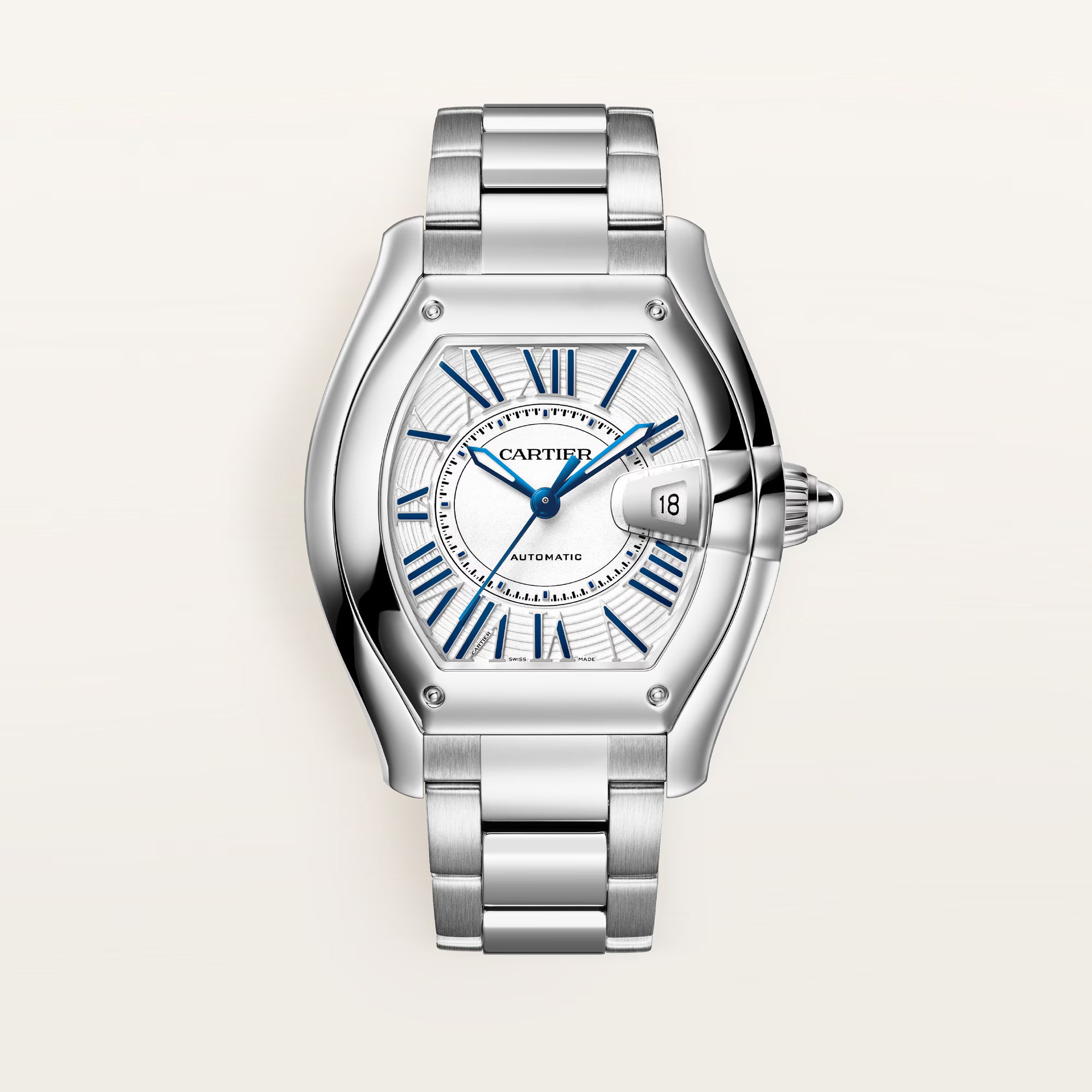 Cartier Roadster Large White Dial Steel Bracelet  WSRD0020 - WATCHXNYC