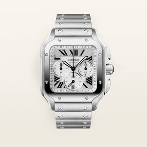 Cartier Santos Silver Dial Steel Bracelet 47.5 mm WSSA0083