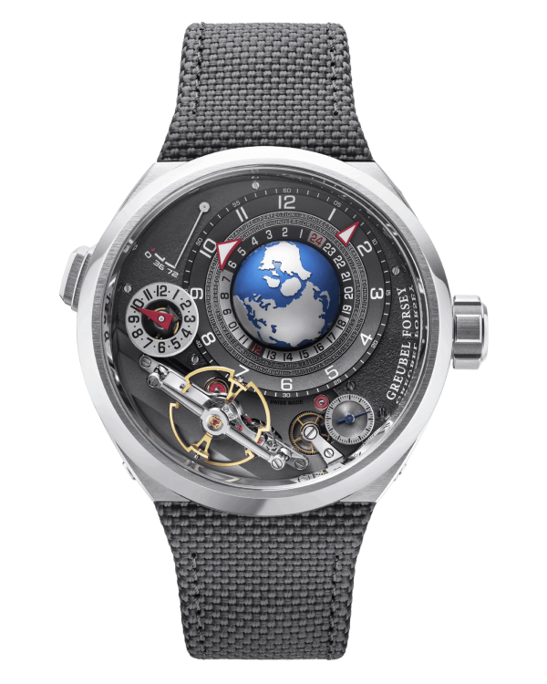 Greubel Forsey GMT Balancier Convexe Titanium 42.90 mm Silver Dial Black Strap Terrestrial Globe